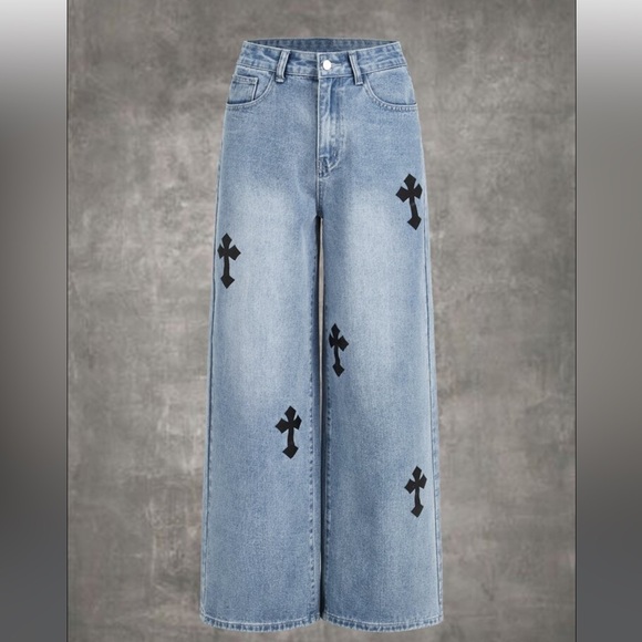 NWOT Wide leg crucifix jeans - Picture 1 of 4